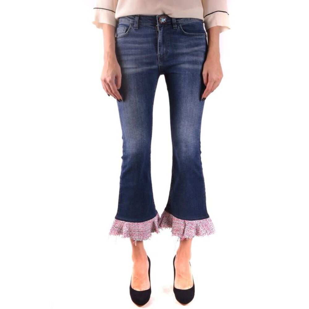 Pinko Frayed Hem Denim Jeans Women blue